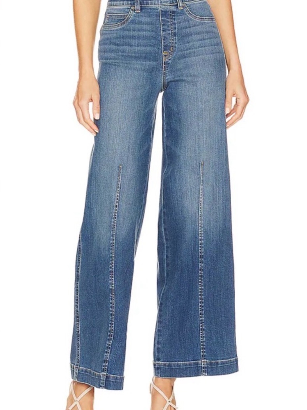 Spanx Seamed-Front Wide-Leg Jeans Size Small Vintage Indigo